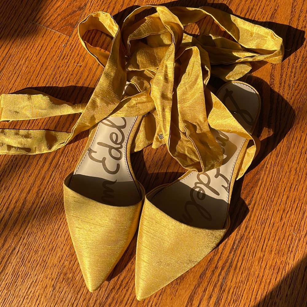Sam Edelman Gold Tie Up Flats
